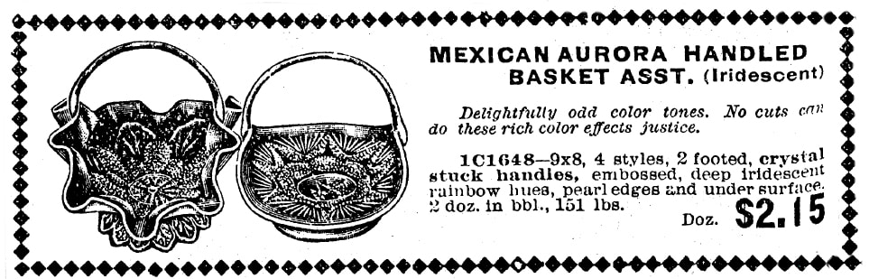 Butler Brothers ad for peach opal baskets, 1910