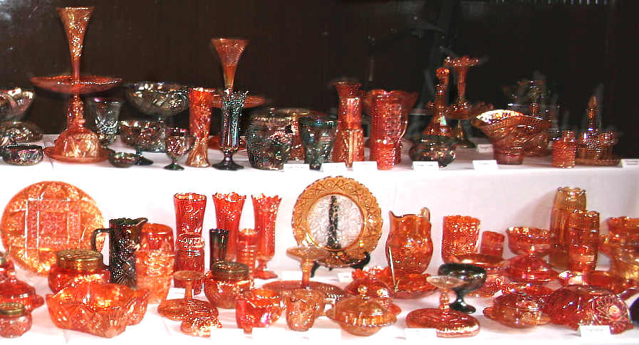 Display of Brockwitz Carnival Glass