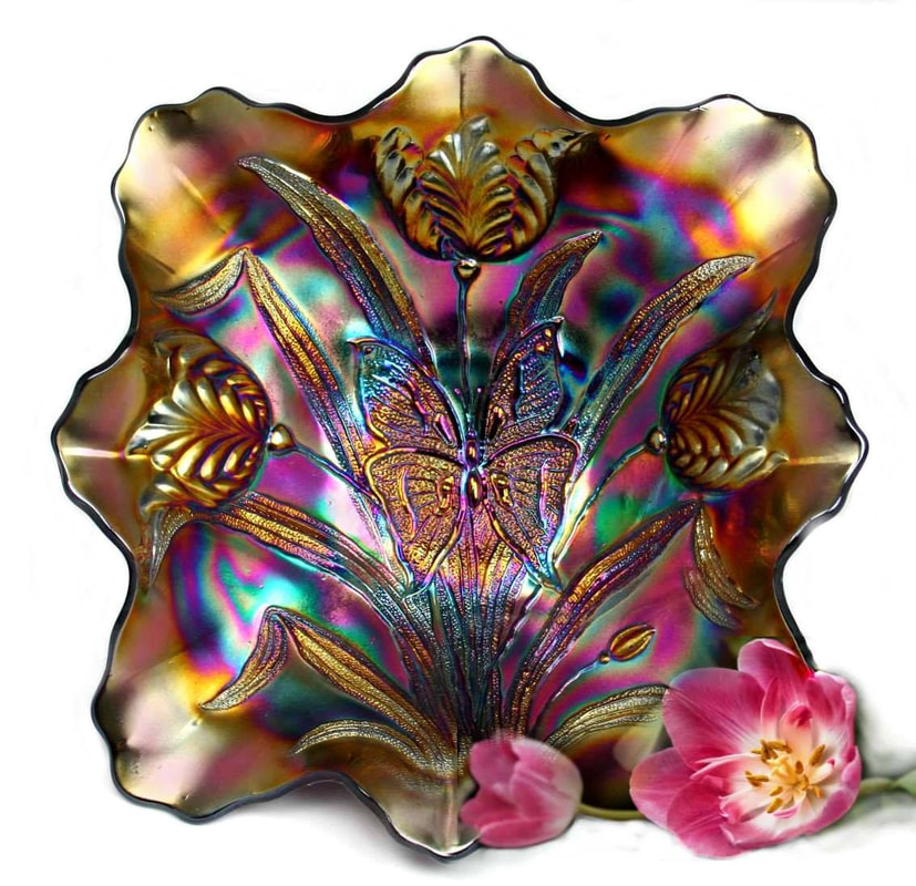 Butterfly and Tulip square shaped bowl