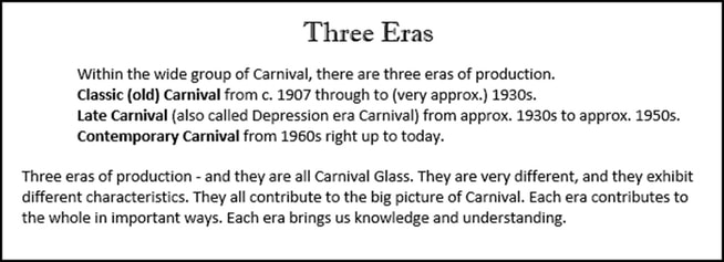 The Three Carnival Eras