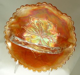 Maple Leaf Carnival Glass Basket
