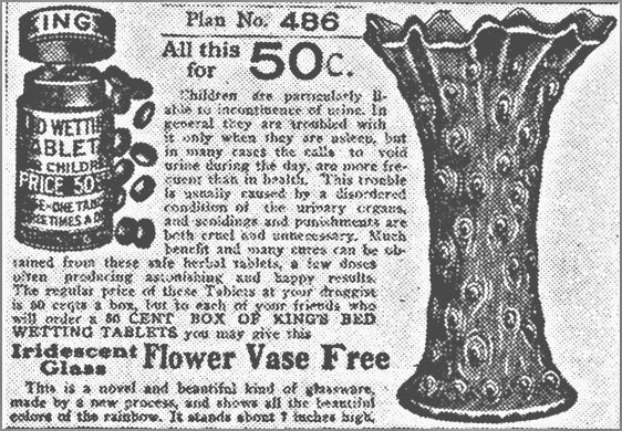 Early 1900s ad for free vase