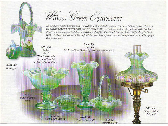 Fenton Willow Green Opal, 2000 catalogue