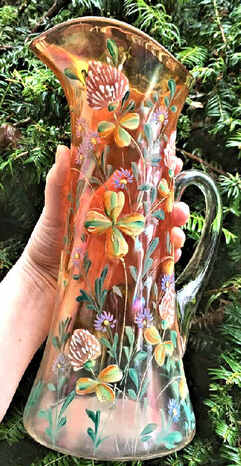 Windflower decorated pitcher, Fenton
