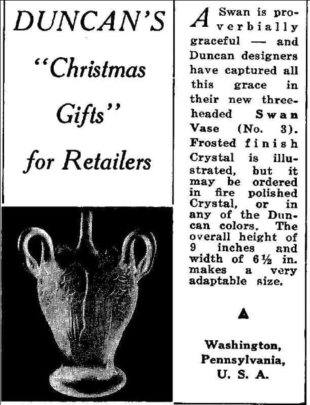Duncan Miller ad for Swan Vase, 1934