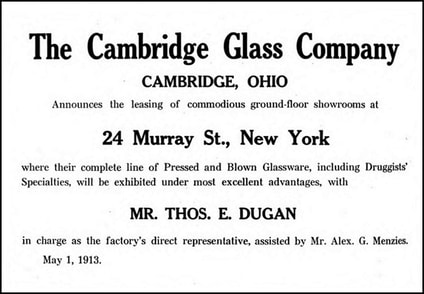 Cambridge Glass Announcement 1913