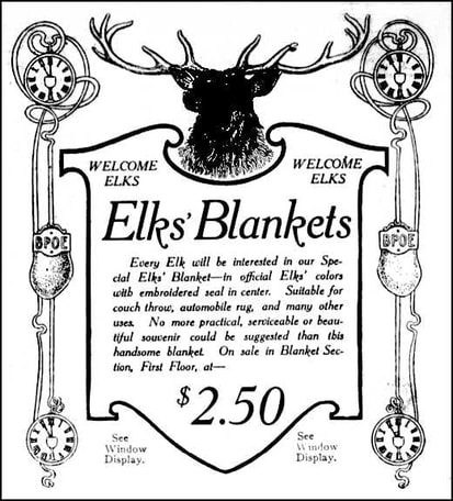 Elks Blankets for sale, 1910