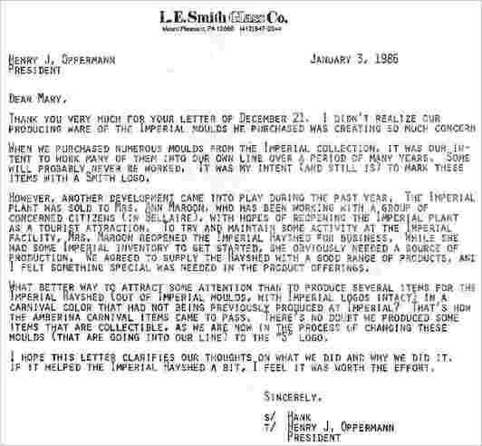 L E Smith letter in Encore 1986